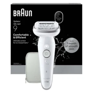 Braun Silk-épil 9 SES9-000 Epilator, Wet & Dry, White/Silver