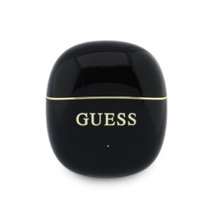 Guess Gold Line Glossy Classic Logo TWS belaidės ausinės juodos spalvos