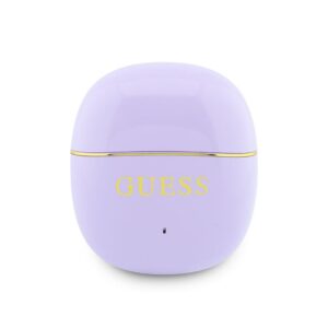 Guess Gold Line Glossy Classic Logo TWS belaidės ausinės violetinės spalvos