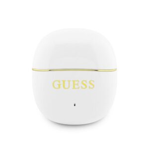 Guess Gold Line Glossy Classic Logo TWS belaidės ausinės baltos spalvoas