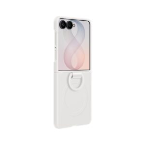 EF-EF776CWE Samsung Silicone Magnetic Cover with Ring for Galaxy Z Flip 8 baltos spalvos - Image 2