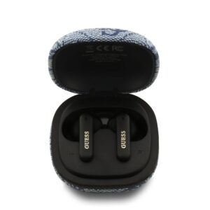 Guess PU 4G Metal Logo ENC TWS belaidės ausinės mėlynos spalvos - Image 2