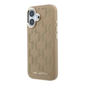 Karl Lagerfeld PU Perforated Monogram MagSafe dėklas skirtas Apple iPhone 17 Beige