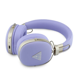 Guess PU Grained Triangle Gold Metal Logo ENC belaidės ausinės violetinės spalvos