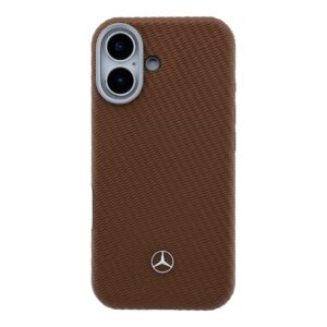 Mercedes PU Leather Wood Semi Wrap MagSafe dėklas skirtas Apple iPhone 17 Camel - Image 2