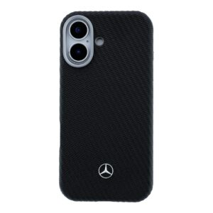 Mercedes PU Leather Wood Semi Wrap MagSafe dėklas skirtas Apple iPhone 17 juodos spalvos - Image 2