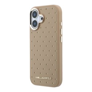 Karl Lagerfeld PU Perforated Gold Dots MagSafe dėklas skirtas Apple iPhone 17 Beige