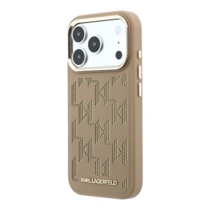 Karl Lagerfeld PU Perforated Monogram MagSafe dėklas skirtas Apple iPhone 17 Pro Max Beige