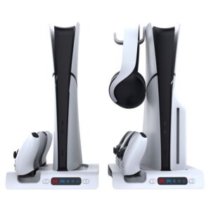 iPega P5S006 Multifunctional Charging RGB Stand with Cooling for PS5 Slim White - Image 2