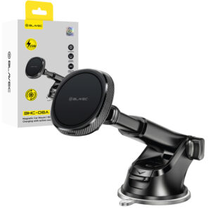 Blavec automobilinis telefono laikiklis BHC-06A 15W magnetinis su belaidžiu įkrovimu ir aktyviu aušinimu BHC06A-MWIB) juodos spalvos