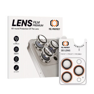 Apsauginis stiklas Tel Protect 3D Lens na aparat skirtas Iphone 17 Pro/17 Pro Max pomarańczowe (objektyvui 3 vnt)