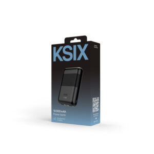 Ksix Powebank Mini 10000mAh 10W+cable USB-A USB-C Black