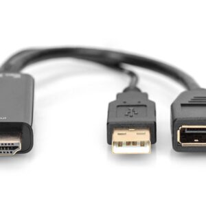 Digitus AK-330101-002-S vaizdo kabelio adapteris 0,2 m HDMI A tipo (standartinis) HDMI + USB Juoda - Image 2