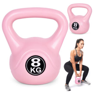 8 kg virdulio formos svarmuo (kettlebell) mankštai, hantelis, svorio kamuolys, fitneso svoris, rožinis, ModernHome