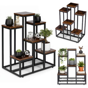Pastatomas gėlių stovas gėlėms ir dekoracijoms, 6 lentynos, Loft stilius, ModernHome