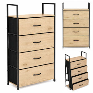 Spintelė su 4 medžiaginiais stalčiais 60 cm lentynų blokas tekstilės organizatorius loft ModernHome