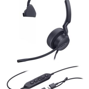 Yealink UH42 Mono UC USB-C/A Laisvų rankų įranga Vielinis Su lankeliu Skambučiai / muzika USB Type-C / USB Type-A Juoda - Image 3