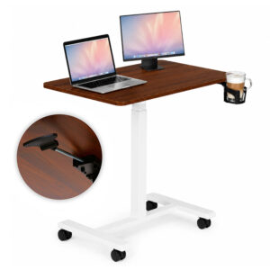 Mobilus rašomasis stalas 70x48 cm nešiojamojo kompiuterio staliukas, reguliuojamo aukščio 71.5-112 cm, rudas stalviršis ModernHome