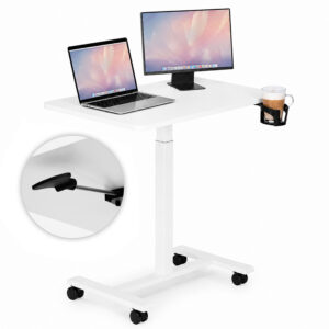 Mobile desk 70x48 cm laptop table height adjustable 71.5-112 cm white ModernHome