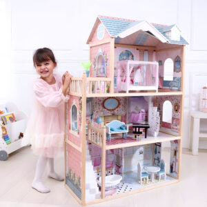 Didelis medinis lėlių namelis, 3 aukštai, 11 baldų, ECOTOYS - Image 10