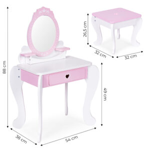 Didelis žaislinis kosmetinis staliukas vaikams su veidrodžiu, kėdute ir 7 priedais ECOTOYS - Image 10