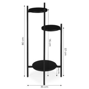Pastatomas gėlių stovas dekoracijoms, 3 pakopų, juodas, ModernHome - Image 10