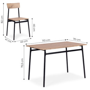 Valgomojo baldų komplektas stalas + 4 kėdės MALMO ModernHome - Image 10
