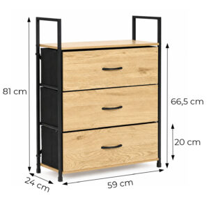 Spintelė su 3 medžiaginiais stalčiais 60 cm lentynų blokas tekstilinis organizatorius loft ModernHome - Image 10