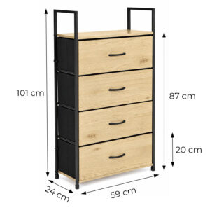 Spintelė su 4 medžiaginiais stalčiais 60 cm lentynų blokas tekstilės organizatorius loft ModernHome - Image 10