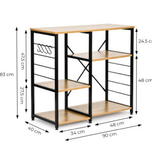 Virtuvės lentynų komplektas prieškambario spintelė 90 cm lentynos kabliukai loft stiliaus šviesaus ąžuolo ModernHome - Image 10