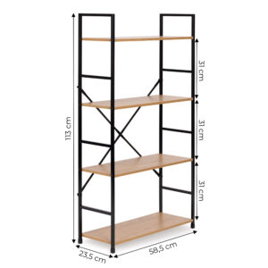 Moderni plati medinė lentyna su 4 lentynomis LOFT ModernHome - Image 10