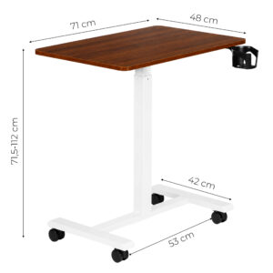 Mobilus rašomasis stalas 70x48 cm nešiojamojo kompiuterio staliukas, reguliuojamo aukščio 71.5-112 cm, rudas stalviršis ModernHome - Image 10
