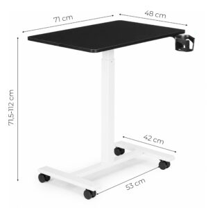 Mobilus rašomasis stalas 70x48 cm nešiojamam kompiuteriui, reguliuojamo aukščio 71.5-112 cm, juodas stalviršis ModernHome - Image 10
