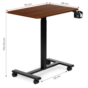 Mobilus rašomasis stalas 70x48 cm, nešiojamojo kompiuterio staliukas, reguliuojamas aukštis 71.5-112 cm, medinis stalviršis ModernHome - Image 10