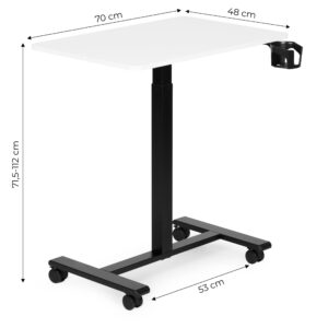 Mobilus rašomasis stalas 70x48 cm nešiojamam kompiuteriui, reguliuojamo aukščio 71.5-112 cm, baltas stalviršis ModernHome - Image 10