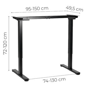 Elektrinis stalo rėmas, aukščio reguliavimas 72-120 cm, stalviršiui iki 160 cm, juodas ModernHome - Image 10