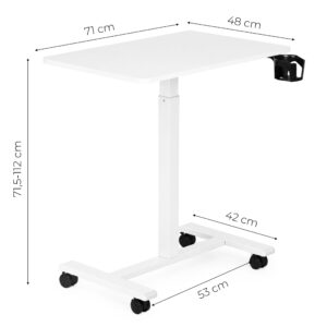 Mobile desk 70x48 cm laptop table height adjustable 71.5-112 cm white ModernHome - Image 10