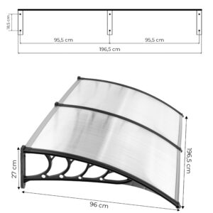 Dvigubų durų stogelis 200x100 cm polikarbonatinė stogo danga MultiGarden - Image 10