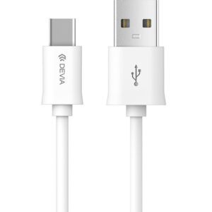 Devia laidas Smart EC082 USB - USB-C 1,0 m 2,1A baltas
