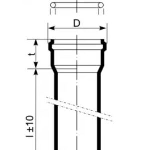 Vidaus kanalizacijos vamzdis Magnaplast, Skolan, Ø58 mm, 1 m - Image 2