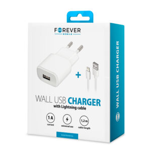 Forever TC-01 įkroviklis 1x USB 1A baltas + Lightning laidas - Image 5