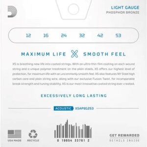 D'Addario XS Light Gauge (12-53) - akustinės gitaros stygos - Image 2