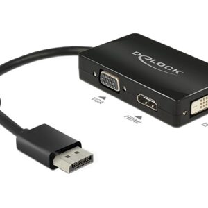 DeLOCK 0.16m DisplayPort/VGA+HDMI+DVI 0,16 m VGA (D-Sub)+ HDMI + DVI Juoda - Image 1