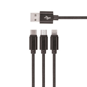 Setty 3in1 laidas USB - Lightning + USB-C + microUSB 1,0 m 2A KN3W1-01 juodas