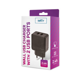 Setty įkroviklis 2x USB 2,4A juodas - Image 2