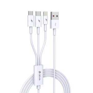 Devia laidas 3in1 Smart EC141 USB - Lightning + USB-C + MicroUSB 1,2 m 2A baltas