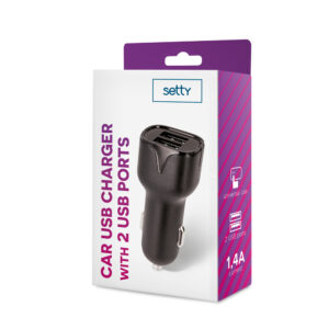 Setty automobilinis įkroviklis 2x USB 1,4A juodas - Image 2