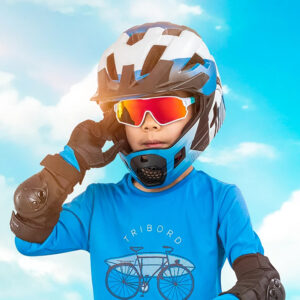Rockbros 14110009003 polarized cycling glasses for children 8-14 years old - green and white - Image 3