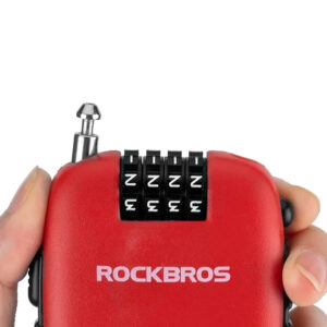 Rockbros 32420981001 bicycle lock with retractable cable - red - Image 2
