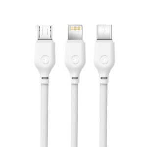XO kabelis NB103 3in1 USB - Lightning + USB-C + microUSB 1,0 m 2,1A baltas